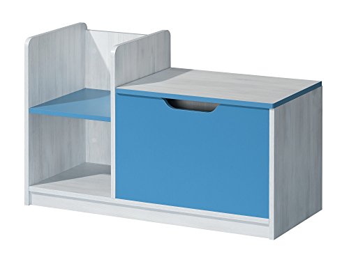 Preisvergleich Produktbild Kommode Spielzeugtruhe Kindermöbel NUKI Kinderzimmer Babyzimmer (Norwegische Kiefer - Hellblau)