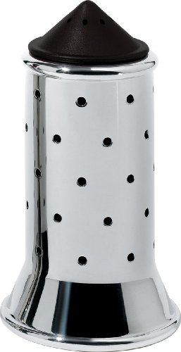 Alessi Salzstreuer aus Edelstahl mit Deckel und Verschluss aus PA, schwarz