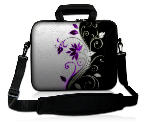 Luxburg   Design Laptoptasche Notebooktasche Sleeve mit Schultergurt und Fach f  r 17 3 Zoll  Motiv  Blumenornament lila wei  