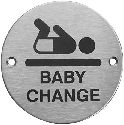 Baby Change Sign for Baby Changing Doors with Satin Stainless Steel Finish