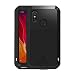 Produktbild qichenlu [Panzer Rüstung] Schwarz Xiaomi Mi 8 Alu Hybrid Silikon Metall Gehäuse,Integriertes Display Schutz Glas Bruchsicher Outdoor Case Ganzkörper Stoßfeste Hülle für Xiaomi Mi 8