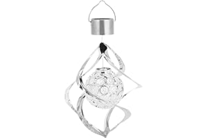 WEDHAPY Solar Wind Spinner Metal Garden Stake,Wind Spinner Light Metal Windmill Wind Spinner Solar Garden Hanging Wind Chime Spiral Lamp Colour Changing LED Style1