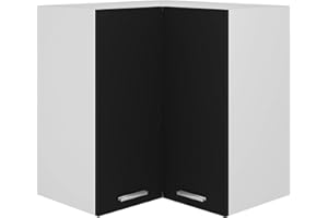 Goliraya Kitchen Cabinet Hanging Corner Cabinet Cupboard Wall Cabinet Storage Unit Kitchen Organizer Black 57x57x60 cm Chipboard
