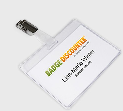 25  Porta Credencial HSH  posici  n en horizontal   con clip  de pl  stico transparente  para credenciales  tarjetas de identificaci  n  carn  s  fabricado en Alemania