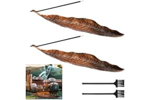 DAKLUNAR 2 Stück Räucherstäbchenhalter Metall Blätter, Holder Duftstäbchen Rauchstäbchen, Räucherstäbchen Halter Incense Holder für die Inneneinrichtung, Meditation, Yoga, Inklusive Mini-Besen