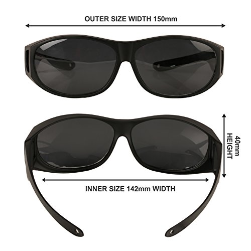 Sonnenbrille Überziehbrille für Brillenträger; Polarisiert; Männer & Frauen Radfahren & Autofahren gegen Blendung – leicht – komfortabel – Sonnenüberbrille über normale Brillen - 3
