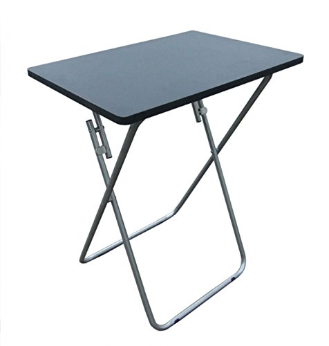 AQS Folding Occasional Black TV Table Tea Coffee Bed Side With Metal Leg Home Small,H - 69cm, W - 50cm, D - 39cm