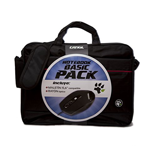 Catkil 936697 - Maletín para Ordenador portátil 15.6", Incluye ratón óptico, Color Negro