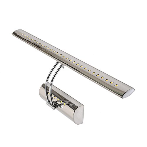 Meilleur FR Amzdeal 7W Lampe de Salle de Bain luninaire 36 LEDs SMD5050 en Acier inoxydable avec Interrupteur pour Miroir Couloir Chambre à coucher AC85-265V 300LM 3000K-3200K (Blanc Chaud)