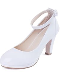 AgeeMi Shoes Womens Hebilla PU Tacón Alto de Salón