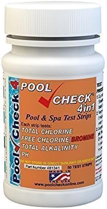 Pool Check 4 in 1 Test Strips Total Chlorine Free Chlorine Total Alkalinity pH - 50 Test Strips 481341