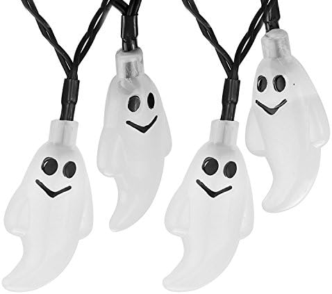 Solar Ghost String Lights, 20 LEDs Solar Powered Halloween Decoration Fairy String Lights for Outdoor Christmas Patio Pathway Garden Party (White)