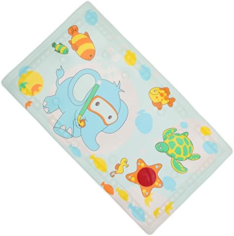Safety Kids Cartoon Bath Mat with Over Hot Indicator, Non Slip Suction Cup Bathtub Shower Bathroom Pad for Baby 27.5”X15.7”