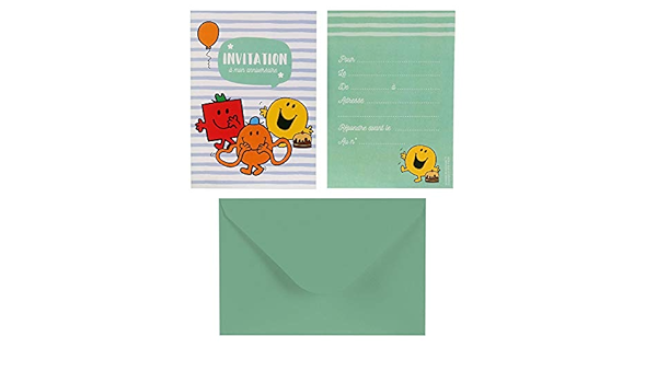 6 Cartes D Invitation Anniversaire Monsieur Madame Enveloppes Vert Amazon Fr Fournitures De Bureau