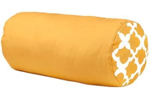 Gardenista Garden Round Bolster Pillow | Water Resistant Indoor Outdoor Roll Back and Neck Support Cushion | Comfy Rattan, Patio Furniture Yoga Cushions | Easy to Clean (Mustard, 45x20cm)