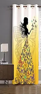 Blenzza Deco Digital Print Polyester Kids Room Curtain for Door 4*7 Feet Pack of 1 (Girl Butterfly)