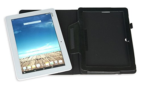 Die original GeckoCovers Luxus Asus Memopad 10 Hülle Case Cover Etui Tasche für das Asus Memopad 10 ME102A und Asus Memopad 10 ME103K 10 Zoll Tablet Tab – Mit original Gecko Applikation und Stand – und Präsentationsfunktion in der Farbe schwarz / black (Memopad 10 ME102A / ME103K, Luxus schwarz) - 3