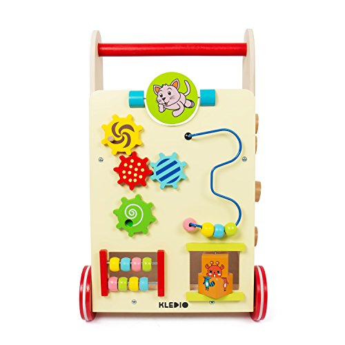 Kledio Kinder Activity Lauflernwagen aus Holz FSC® 100%, Baby Lauflernhilfe mit Bausteinen und vielen weiteren Funktionen, Laufwagen für Kinder ab 1 Jahr geeignet - 5