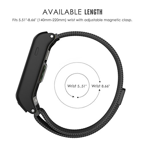 MoKo Garmin Vivoactive HR Correa - Reemplazo SmartWatch Band de Reloj de Acero Inoxidable Milanese Bucle Magn  tico Hebilla de Cierre Pulsera para Garmin Vivoactive HR Sports GPS SmartWatch  Negro