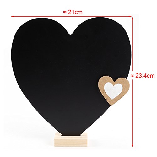 beschriftbar Memoboard Herz Tafel Memotafel Kreidetafel Standtafel Notiztafel Aufsteller stehend Dekoration Tischdeko 21cm - 6