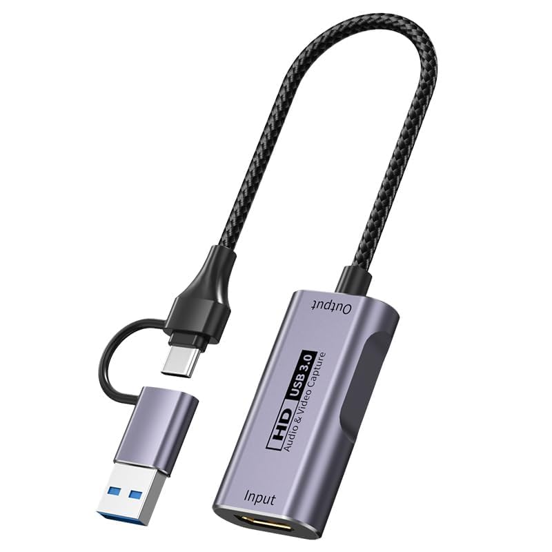 Etzin Video Capture Card, 4K HDMI to USB C 3.0 Capture Card, 1080P 60FPS Video Capture Device, for Streaming, Teaching,Gaming, Video conferencing or Live Broadcasting (Real USB 3.0) EPL-1023HVC