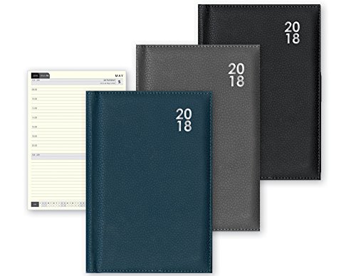 Download 2018 A5 one day to a page appointments desk diary with premium padded cover - single x 1 (Black)