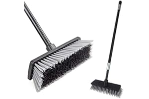 LANDHOPE Bürste Schrubber Innen Außen Besen Abzieher Boden Reiniger, steife Borsten mit 126cm Teleskopstiel, Putzen Teppich Fliesen Holzböden Schrubben für Haushalt Bad Küche Balkon Terrasse Garage Deck Wand