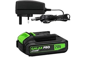 GALAX PRO 20V MAX 1.3Ah Lithium Ion Battery Pack and Quick Charger, Replacement Battery for GALAX PRO Cordless Drill & Power Tools
