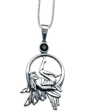 Mondlicht-Elfe Anhänger Amulett Elfe Elfenanhänger aus 925er Silber Schmuck mit Kette Halskette Silberkette