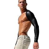 iEFiEL Herren kostüm Arm Hülsen Wetlook Hauteng Muskelshirt Langarm Schwarz M