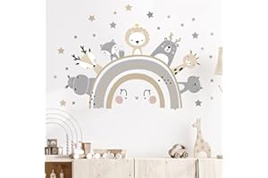 Sarah Duke Wandsticker Regenbogen Kinderzimmer, Stern Tiere Selbstklebend Wandtattoo, DIY Wasserdicht Wandaufkleber, Wanddeko Aufkleber für Kinder