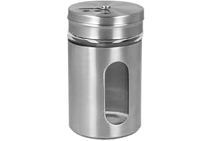 Metaltex Controllo spezie in Acciaio Inox con Inserto in Vetro, 100 ml, saliera e Pepe, Vetro