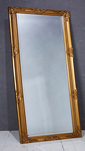 Wandspiegel Spiegel gold 150 x 60 cm Antik-Stil barock m. Facettenschliff