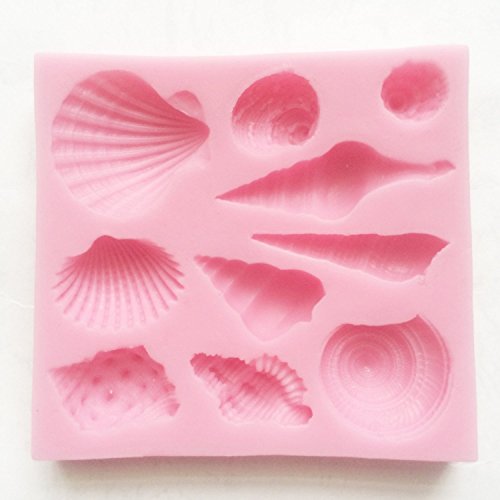 Allforhome Lebensmittelqualität, Sea Shell Muscheln Muschel, Silikon, für Zuckerguss, zur Verzierung von Zuckerguss, Kuchen, Dekoration, Zuckerbäckerei Form für Süßigkeiten, Mulden, antihaftbeschichtet, Sugar Paste Schokolade Harz Polymer Clay Gum Pa - 2