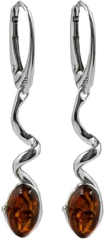 Baltic Honey Amber Sterling Silver Leverback Twisted Earrings