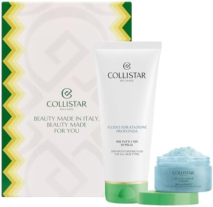 Collistar Cofanetto Regalo Corpo, Fluido Idratazione Profonda 200 ml e Talasso Scrub Idra Illimunante 150 gr, Pelle Esfoliata, Azione Idratante e Illuminante