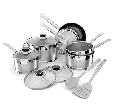 Backen 659912 Batterie de Cuisine INOX 12 Pieces Tous Feux Dont Induction, Gris
