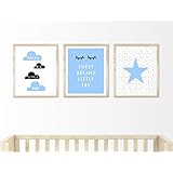 Kinderposter Kinderzimmerbild 3er-Set DREAM BIG - für Jungen, Baby, Kind - Geschenkidee zur Geburt, Taufe, Geburtstag; Poster Kinderzimmer Wandbild - ungerahmt