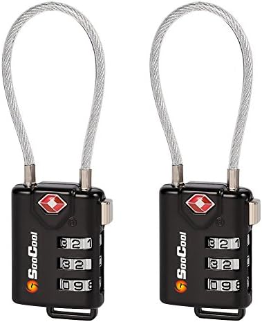 TSA Approved Luggage Cable Locks,Set-Your-Own Combination Alloy Body Lock,2 Pack