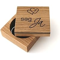 Ringbox für Verlobungsring aus Holz Ringschatulle Ring Box Ringschachtel Ringkästchen für Verlobung Heiratsantrag Gravur Herzen, „sag Ja – Eiche“