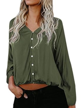 Honestyi Damen T-Shirt, Damen Bluse Lange Ärmel T-Shirt Lose Beiläufig Oberteile Große Größe Langarmshirts v-Asschnitt...