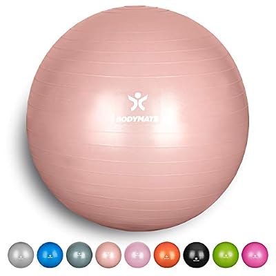 BODYMATE Ballon Fitness + Pompe Incluse + E-Book Gratuit - 65cm - Rose Gold