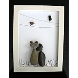 Steinbild - Pebble Art - Katzen und Vögel