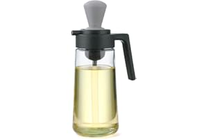 MMCCHB Bottiglia multifunzione in vetro con spazzola in silicone, dispenser per olio di oliva in silicone, per insalata, barbecue, cucina e cottura, torrefazione 550 ml (grigio)