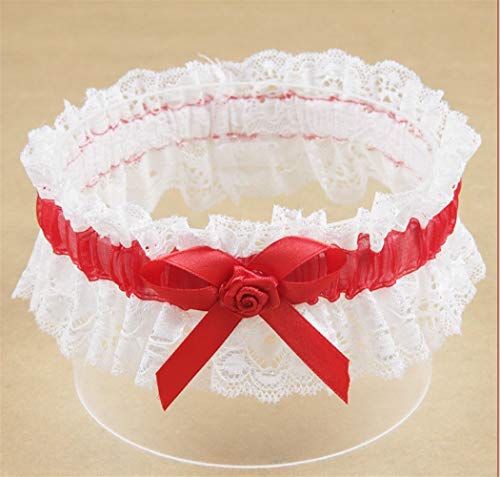 PETSOLA 2 St/&uuml; Lace Strumpfb/&auml;nder Mit Roter Rose Hochzeit Braut Kost/&uuml;m Zubeh/&ouml;r Schwarz