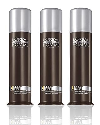 L'Oréal LP Homme Mat Pâte à modeler 3 x 80 ml Styling Pomade avec effet mat.
