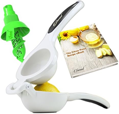 Premium Enameled Aluminum Double Bowl Lemon Squeezer Bundle, Professional Manual Citrus Juicer with a Quality Sprayer
