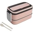 Wosta Air-Tight Japanese Style Lunchbox with Spoon & Chopstick 1400 Ml Lunch Box Bento Box 304 Stainless Steel Leakproof Thermal Food Storage Containers for Adults,Men,Women (Pink)