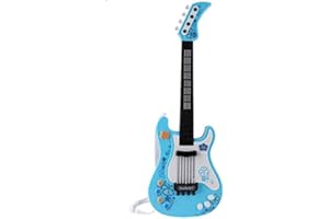 Jouet Guitare, Jouet de Guitare Electrique Multifonctionnel Enfants Guitare Basse avec Son et Lumières Jouet Instrument de Musique(Bleu)