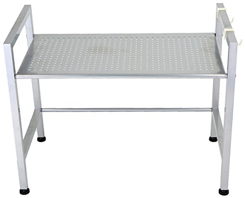 Mind Reader STMIC-SIL Kitchen Storage, Microwave Stand, Shelf Organizer Rack, Metal, 23.75" L x 12.75" W x 18.75" H, Silver